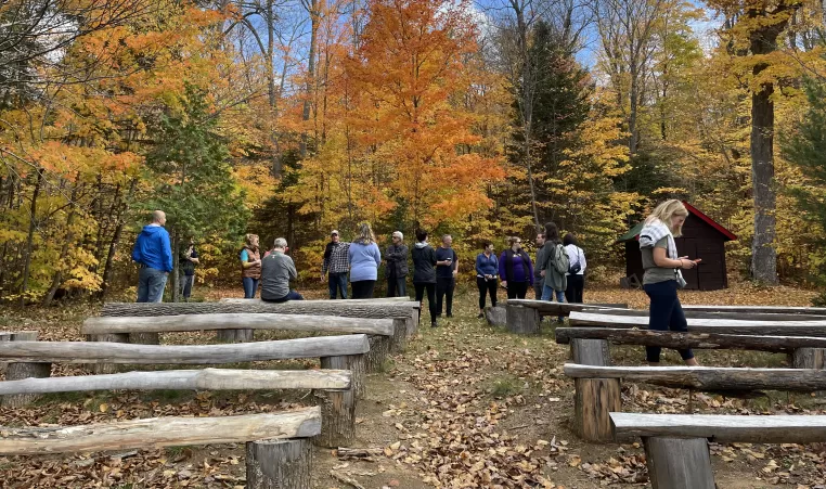 Group standing on site tour