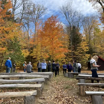 Group standing on site tour